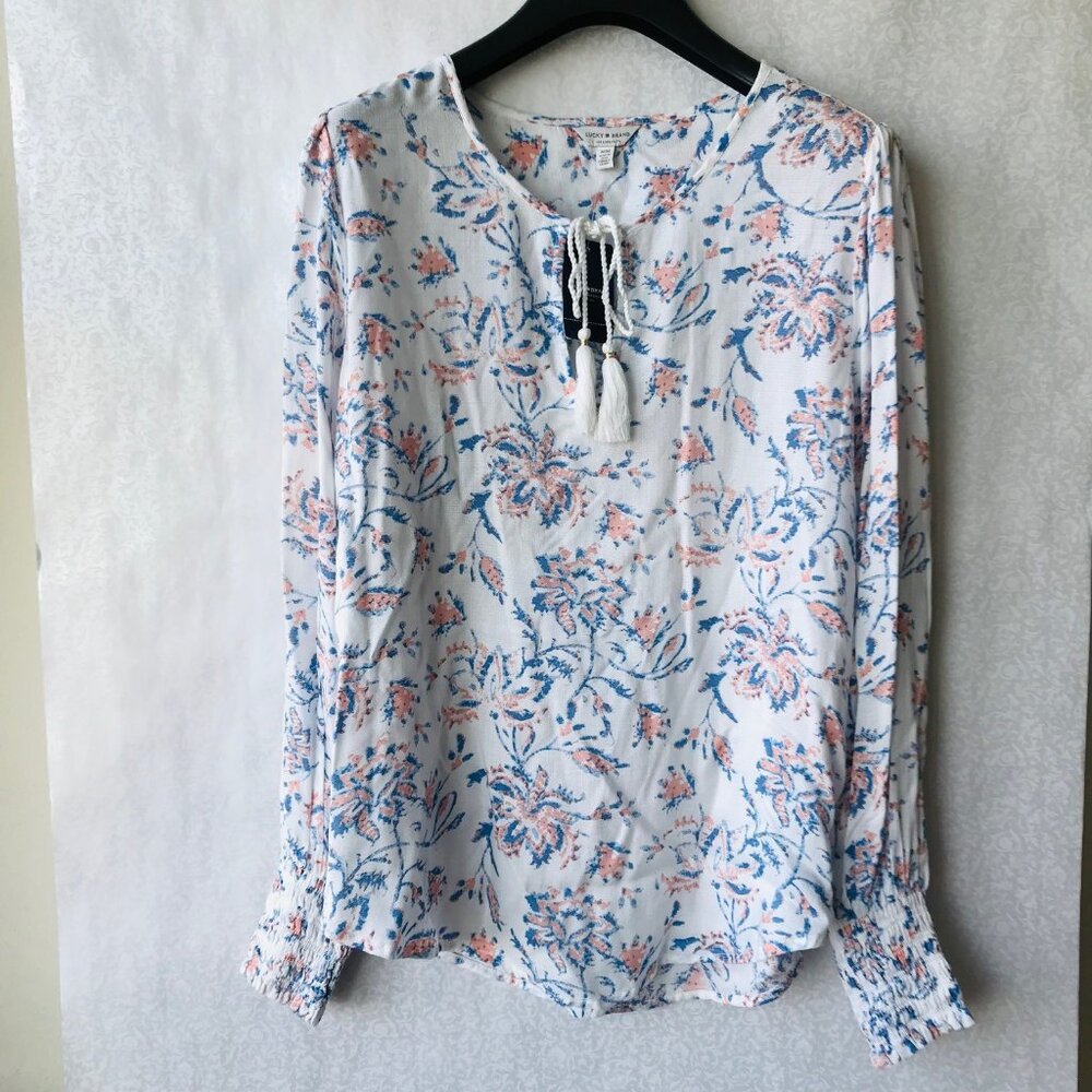 Lucky brand  Long Sleeve top Flower  100% Viscose Size: M